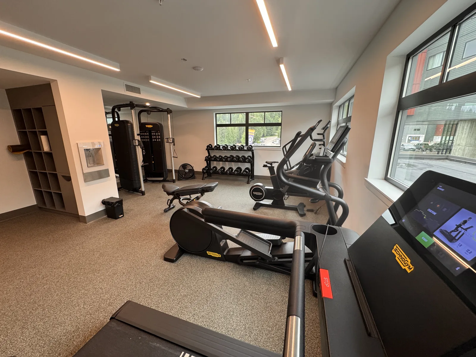 On-site fitness centre with cardio and weights